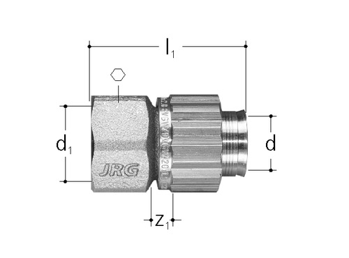 JRG Sanipex Übergang Rotguss Mit Innengewinde d 32 mm, GN 1 inch