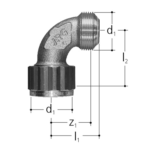 JRG Sanipex Coude 90° avec écrou libre, Bronze d 16 mm