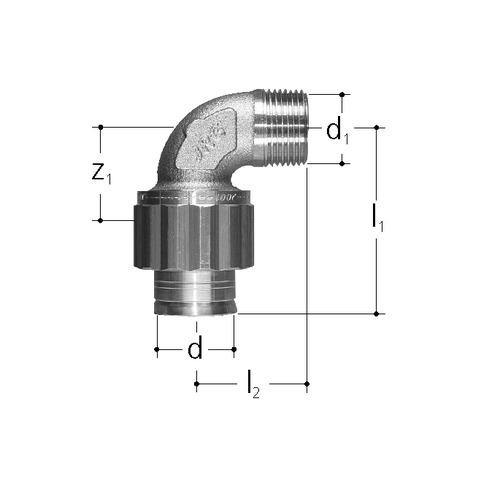 JRG Sanipex Coude avec filetage mâle, Bronze d 25 mm