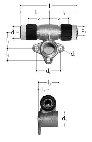 JRG Sanipex MT Raccord de robinetterie en T bronze d-d 20 - 20 mm