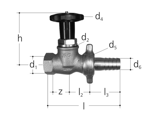 JRG LegioStop Robinet d'arrêt droit bronze Avec raccord pour tuyau en caoutchouc GN 1/2 inch