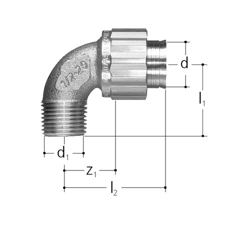 JRG Sanipex Coude avec filetage mâle, Bronze d 32 mm