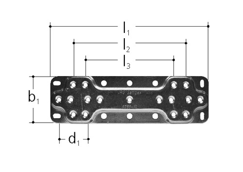 Plaque de base double, Acier l1 218 mm