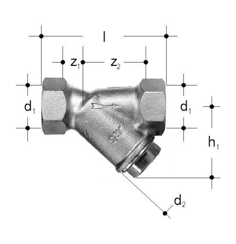 JRG Filtre oblique bronze Filetage femelle GN 2 inch, DN 50 mm
