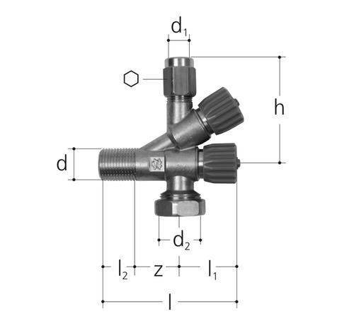 JRG Robinet de réglage combiné laiton GN 1/2 inch, DN 15 mm