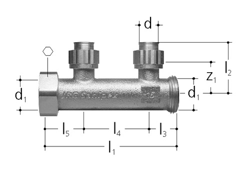 JRG Sanipex Distributeur à 2 départs, Bronze d 16 mm