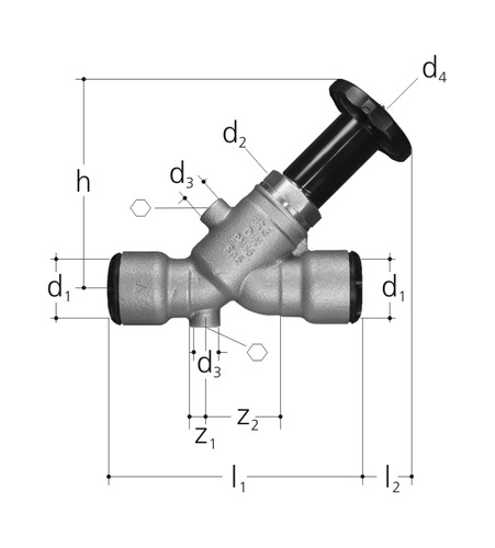 JRG LegioStop Robinet oblique sudoFIT, Bronze d 22 mm, DN 20 mm