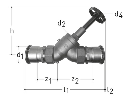 JRG LegioStop Robinet oblique Mapress, Bronze d 76.1 mm, DN 65 mm
