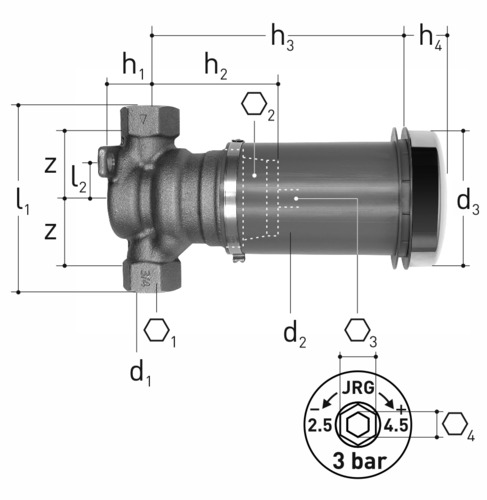 JRGURED UP Réducteur de pression bronze GN 3/4 inch, DN 20 mm