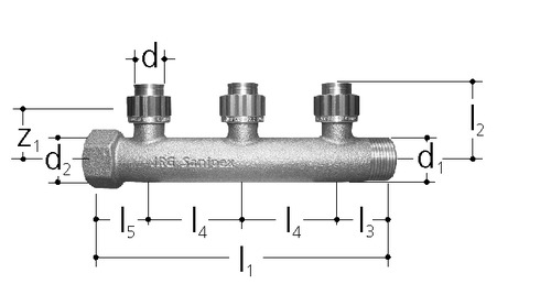 JRG Sanipex Distributeur à encastrer à 3 départs, Bronze d 16 mm
