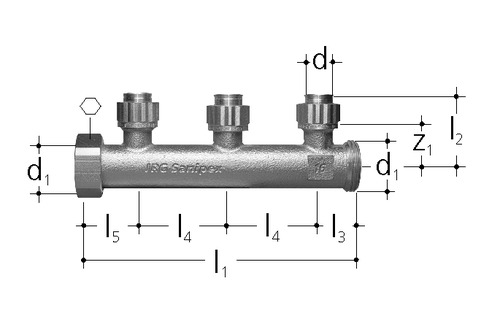 JRG Sanipex Distributeur à 3 départs, Bronze d 16 mm