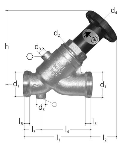 JRG LegioStop Soupape de retenue combinée avec robinet oblique bronze Jusqu'à DN50 DN 15 mm