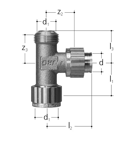 JRG Sanipex Té bronze Avec écrou libre d 16 mm
