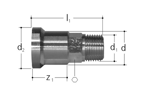 JRG Sanipex MT Raccord de transition Bronze Avec filetage mâle d 32 mm, GN 1/2 inch