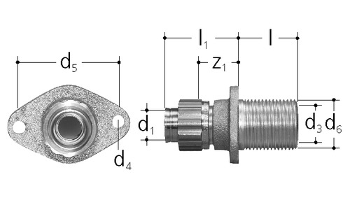 JRG Sanipex MT Traversée de paroi droite Bronze d 16 mm