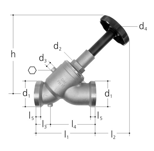 JRG LegioStop Robinet oblique, Bronze DN 65 mm