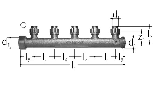 JRG Sanipex Distributeur à 5 départs, Bronze d 16 mm