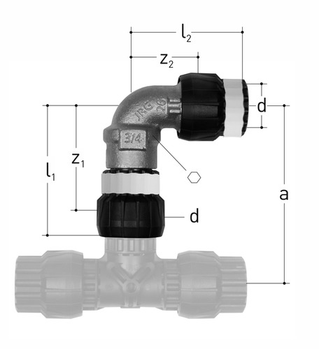 JRG Sanipex MT Coude 90° bronze Avec écrou libre d 16 mm