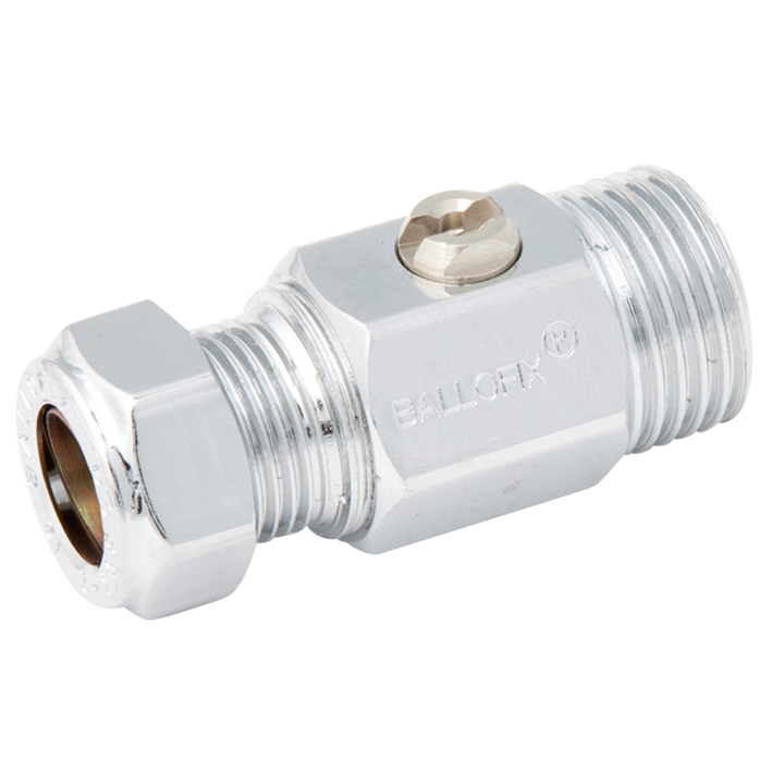 Robinet à boisseau sphérique BALLOFIX® chromé, sans poignée, filetage mâle/raccord à compression