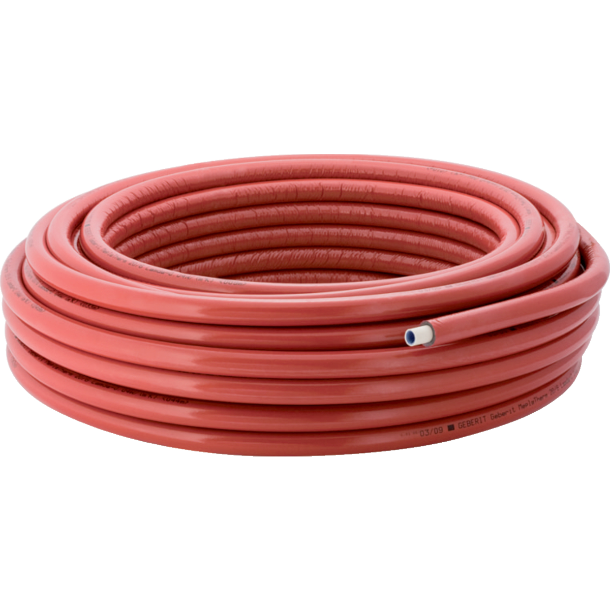 Tuyau multicouche Geberit Mepla, MeplaTherm, avec préisolation ronde rouge, en rouleau: d=16mm, isol