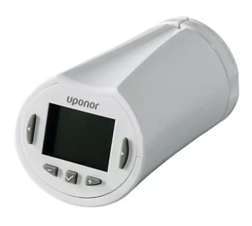 Tête thermostatique avec servomoteur intégré pour la régulation des radiateurs  - Compatibilité des vannes : (Danfoss, Heimeier, Honeywell, Siemens,, &nbsp; &nbsp;Sauter, ...)  - Couleur : blanc brillant  Fonctions :  - Rétroéclairage de l'écran  - Affichage de la température ambiante  - Réglage de la température ambiante  - Affichage du mode de réduction  Composé de :  - Tête thermostatique Uponor Smatrix Wave T-162  - 2 piles AA  - Divers adaptateurs  - Instructions de montage