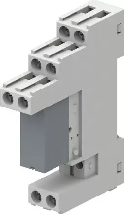 Relais de commutation 24 V
- Interface entre le système de régulation Uponor Smatrix et un générateur de chaleur ou de froid
- Transmission d'un signal de commutation chauffage / refroidissement
- Avec socle pour montage sur rail DIN, boîtier, notice de montage
- Contact : 2 inverseurs (CO)
- Tension d'alimentation : 24 V CC
- Tension d'essai : 5 kV
- Indice de protection : IP 40
- Tension de commutation : 380 V CA, 125 V CC
- Courant de commutation : 5 A à 250 V CA, 5 A à 30 V CC
- Contact : revêtement Ag + Au