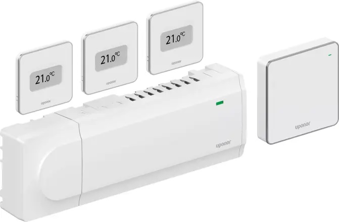 Kit de base pour la construction résidentielle
- Extensible
- Compatible avec le module de régulation Uponor Smatrix Wave Pulse X-265
- Indice de protection : IP 20
- Couleur : blanc
Composé de :
- 1 x Uponor Smatrix Pulse Com R-208
- 1 x module de régulation Uponor Smatrix Wave Pulse X-265
- 3 x thermostats Uponor Smatrix Wave D + RH Style T-169
- Guide de démarrage rapide
- Consignes de sécurité
- Matériel de montage
