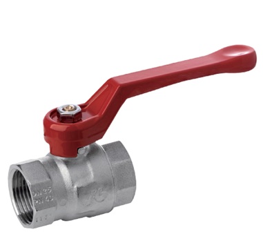 Vanne à boisseau sphérique FF/FF 3/8", poignée plate en acier rouge