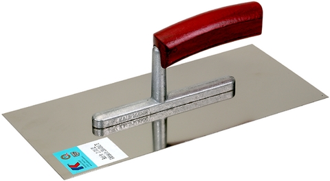 Frattazzo liscio in acciaio inossidabile lama 280 130 mm, manico curvato in legno