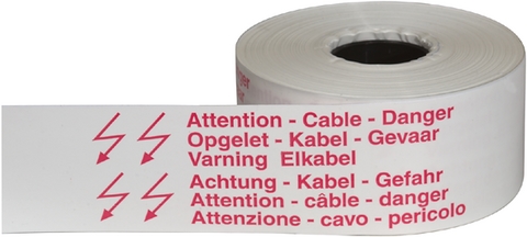 Nastro di segnalazione"Attenzione corrente" rotolo da 250 m - larg. 10 cm