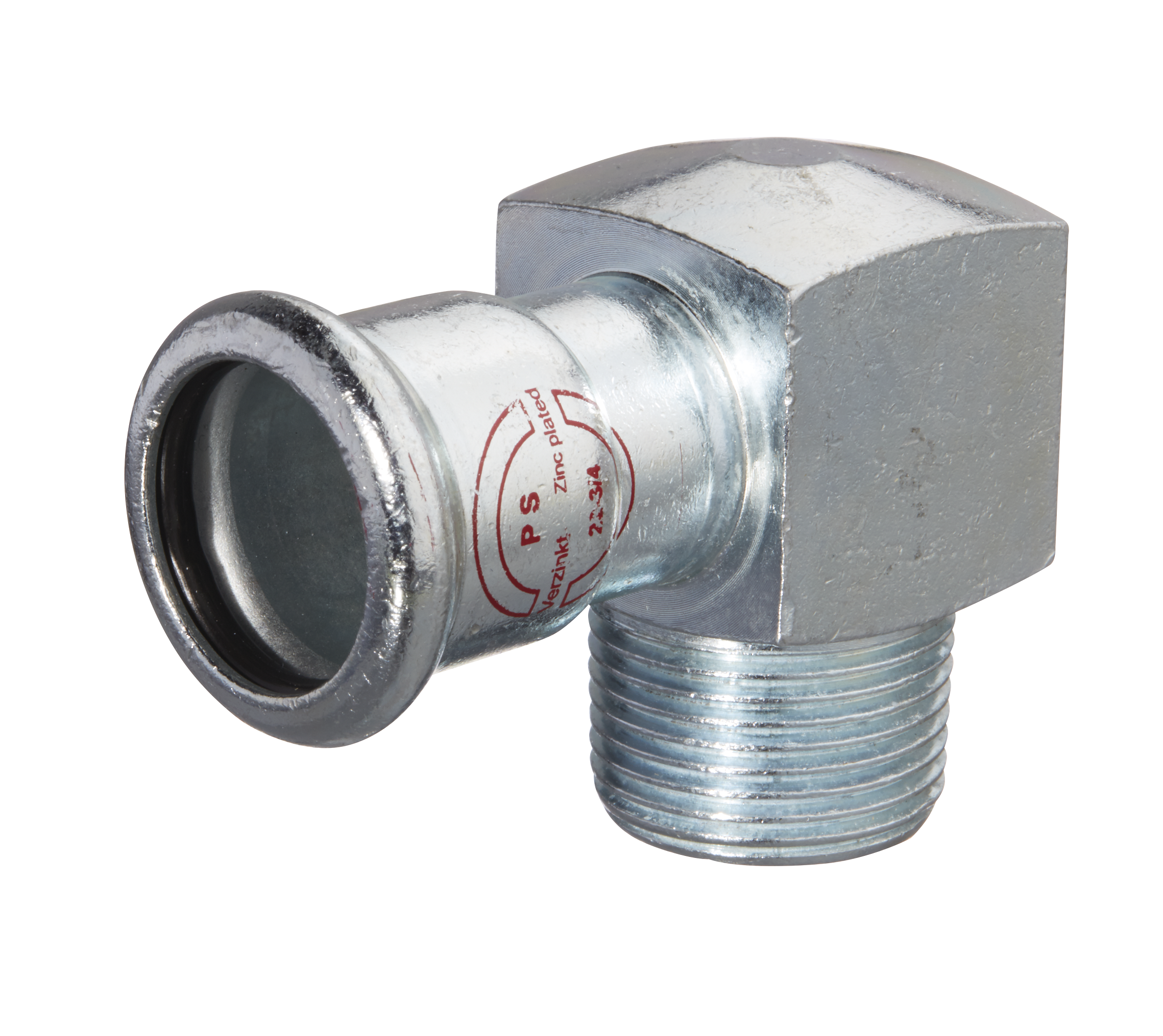 Equerre 90° OnePress acier carbone avec filetage extérieur