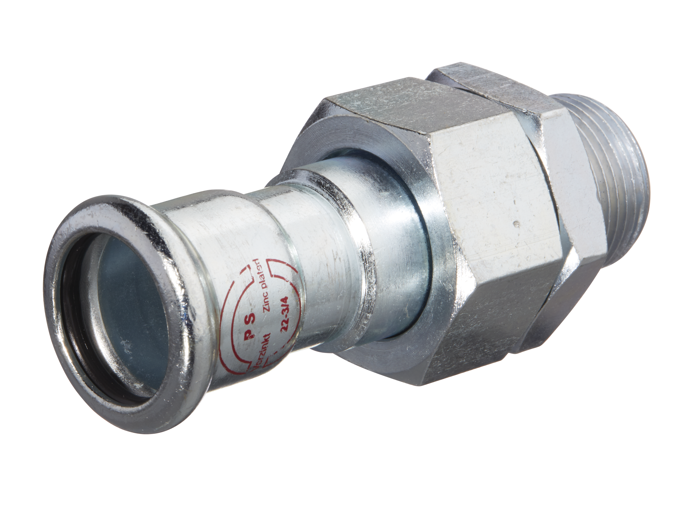 Raccord union OnePress acier carbone avec filetage extérieur: d15mm R1/2" G3/4"