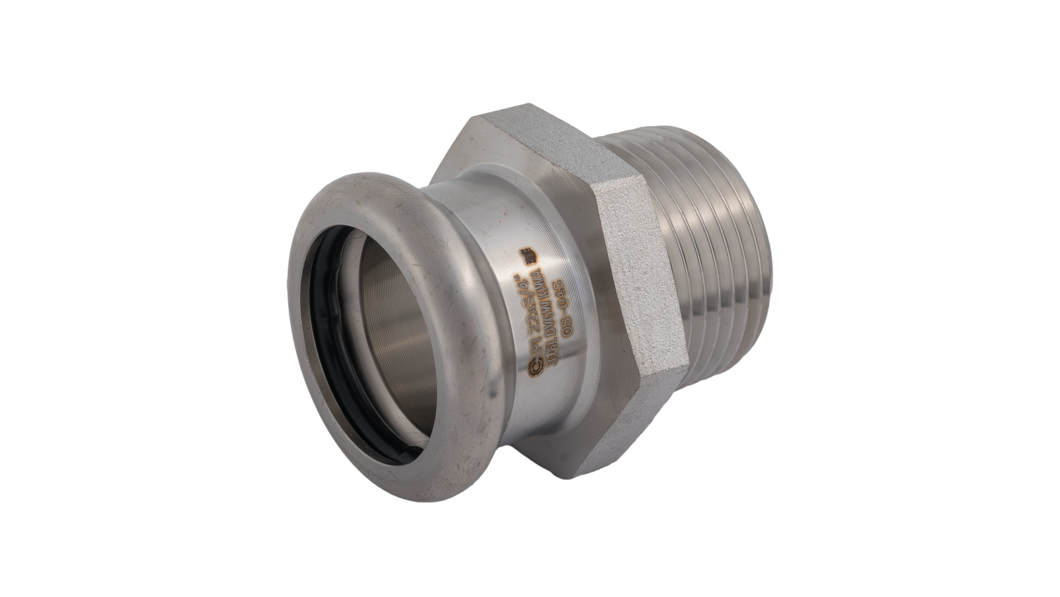 Raccord OnePress acier inox avec filetage extérieur: d108mm R4"