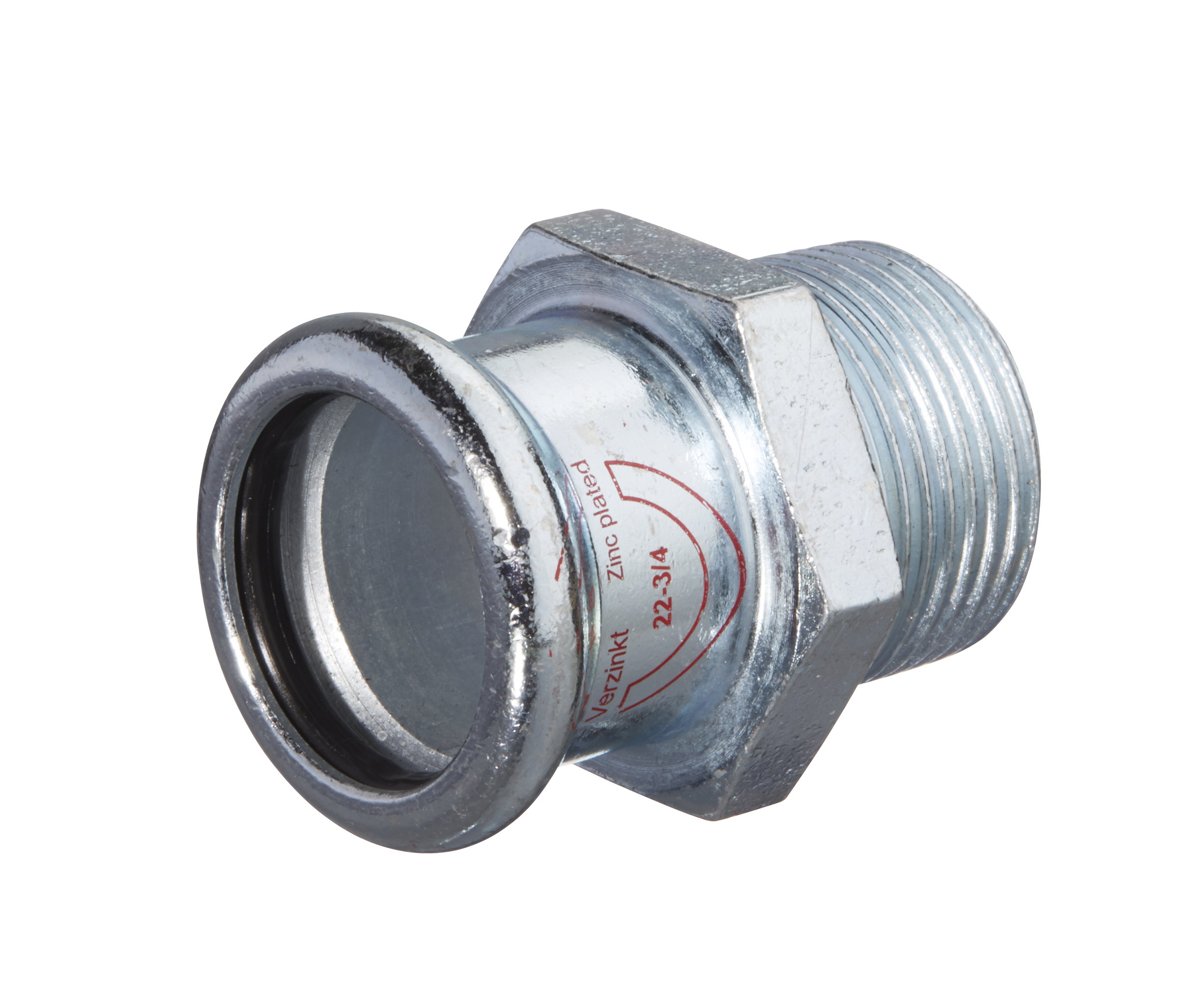 Raccord OnePress acier carbone avec filetage extérieur: d15mm R3/8"