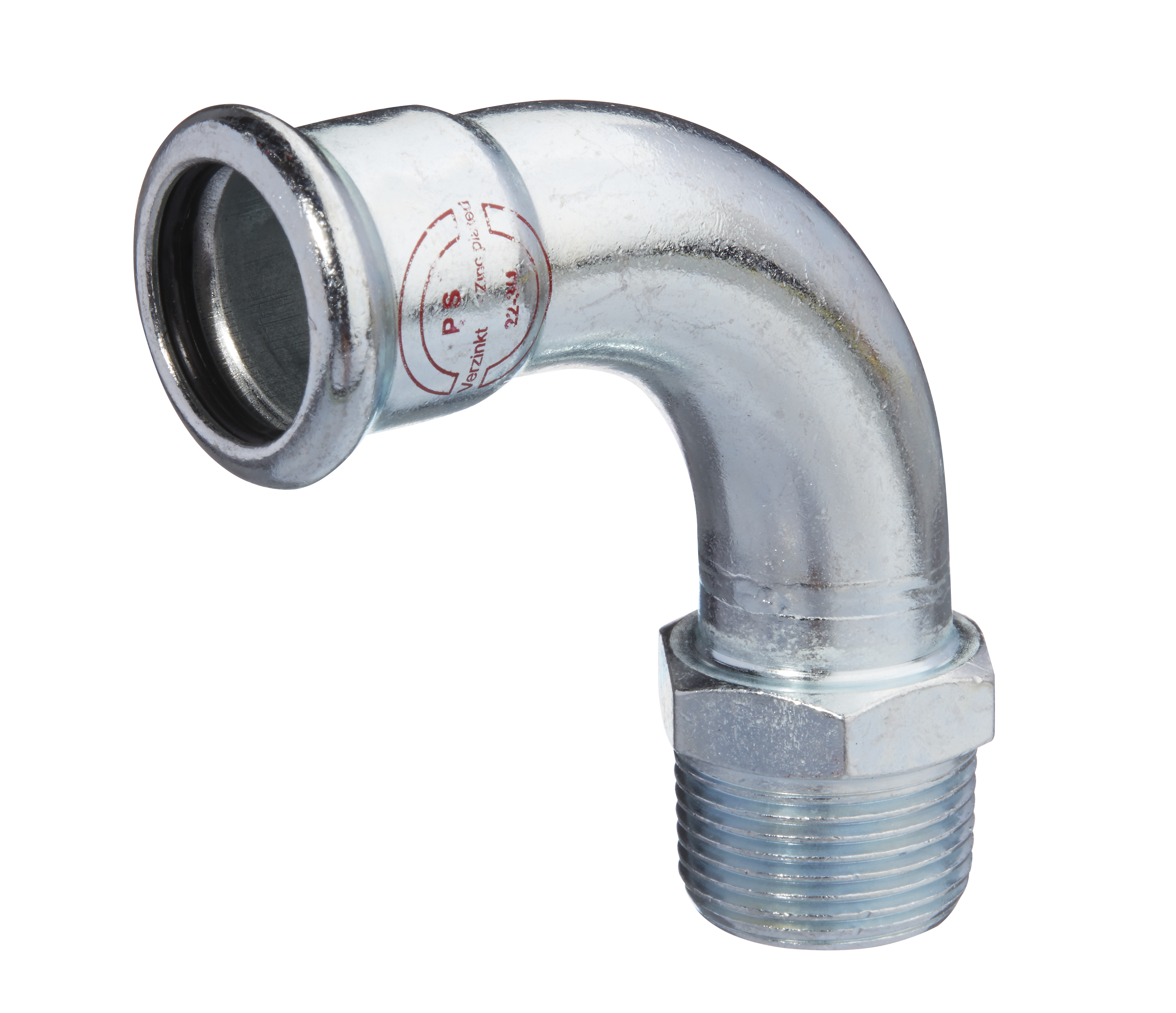 Coude raccord 90° OnePress acier carbone avec filetage extérieur: d15mm R1/2"