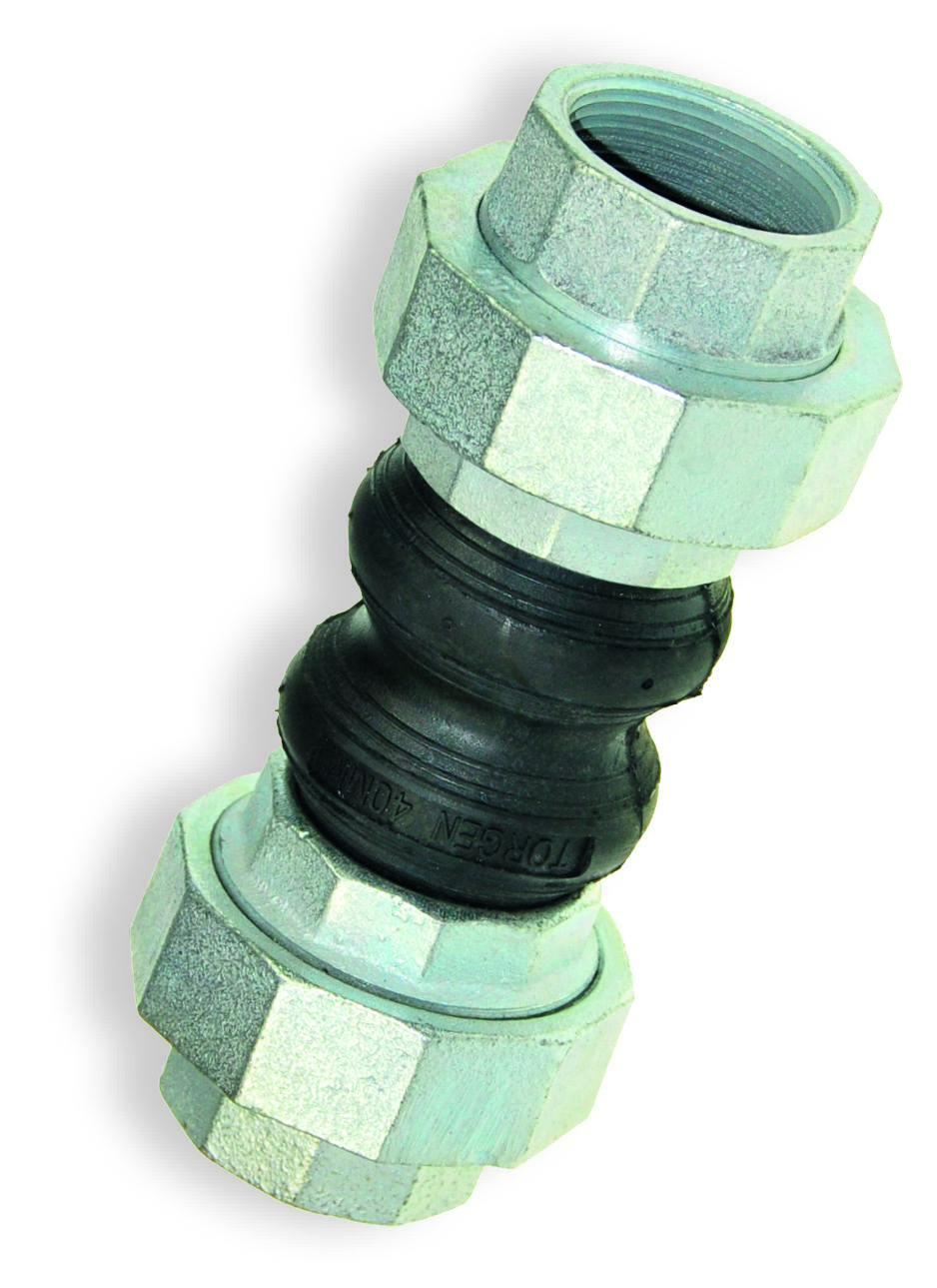 Compensateur en caoutchouc à double soufflet Torgen FF DN20, Racc. avec FF 3/4" en fonte malléable