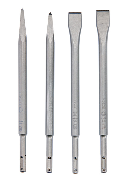 Bosch Set di scalpelli SDS-Plus 250 mm, R-Tec, 2x scalpelli piatti, 2x scalpelli a punta
