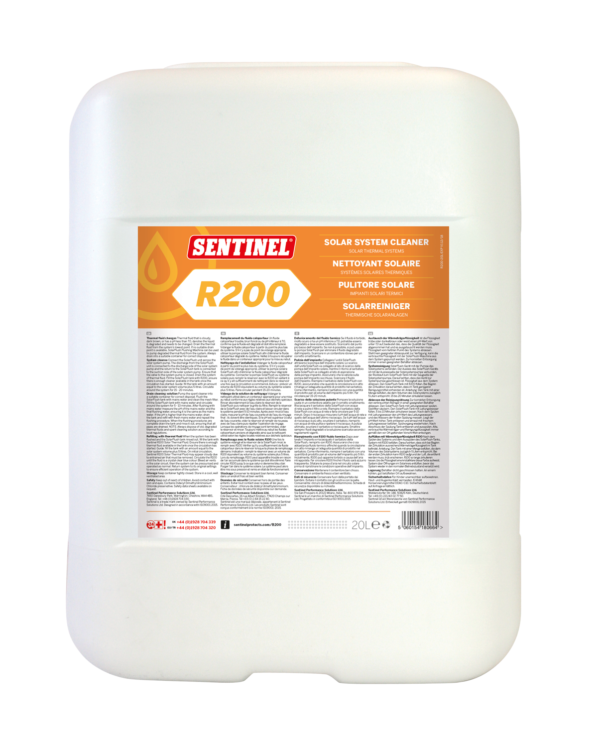 Nettoyant solaire Sentinel R200, Bidon de 20 litres