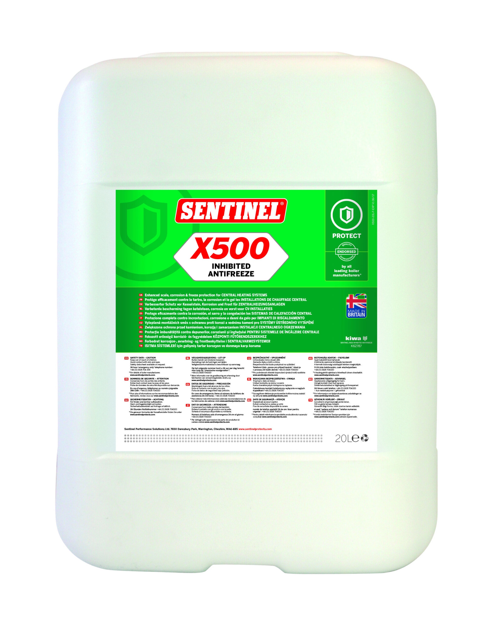 Sentinel X500 Inhibiteur avec antigel, Bidon de 20 litres