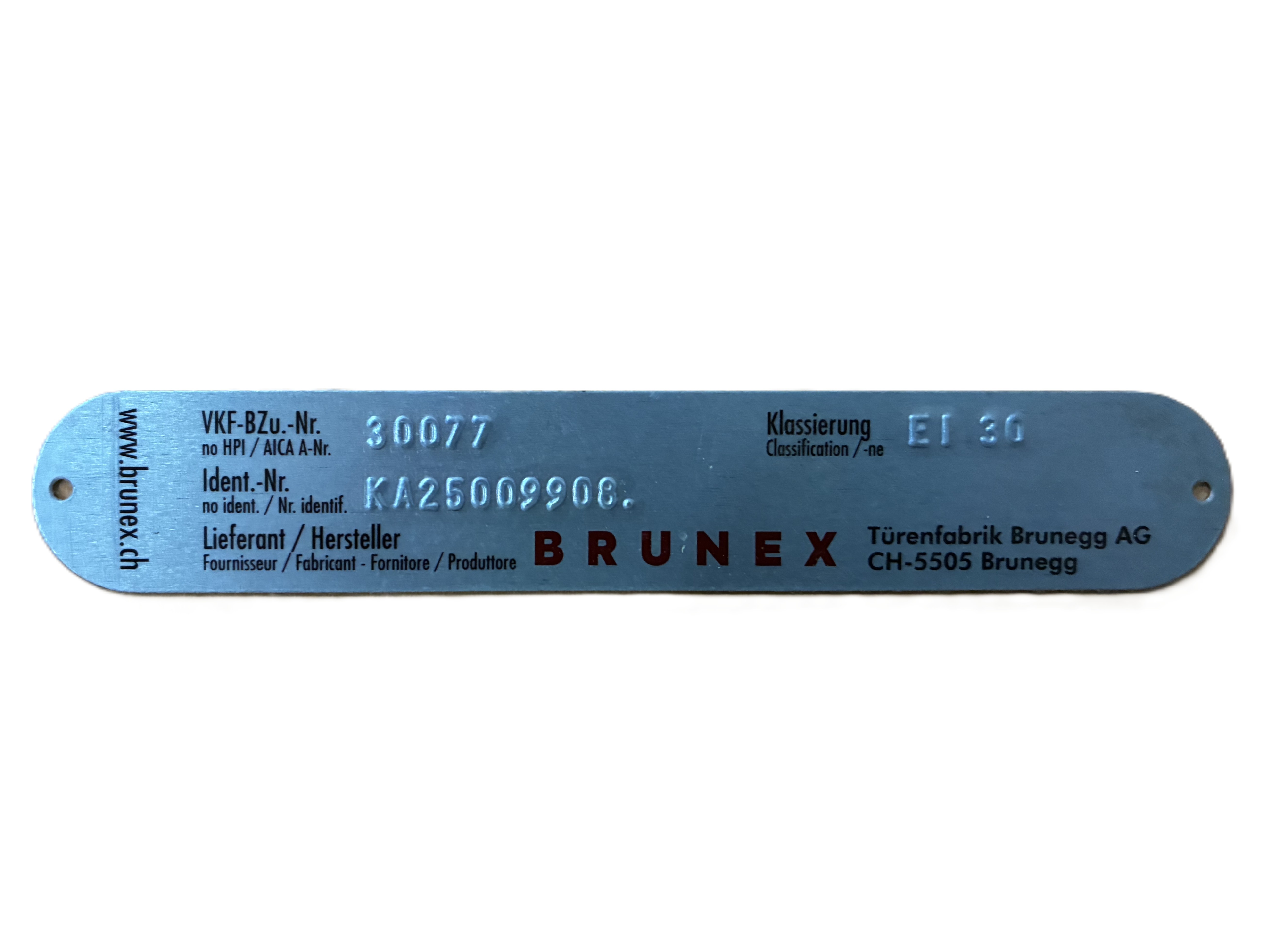 Plaquette ei30 (porte int.) pour alutop plus - aeai n°30077 exécution sur huisserie bois à un vantail sans vitrage