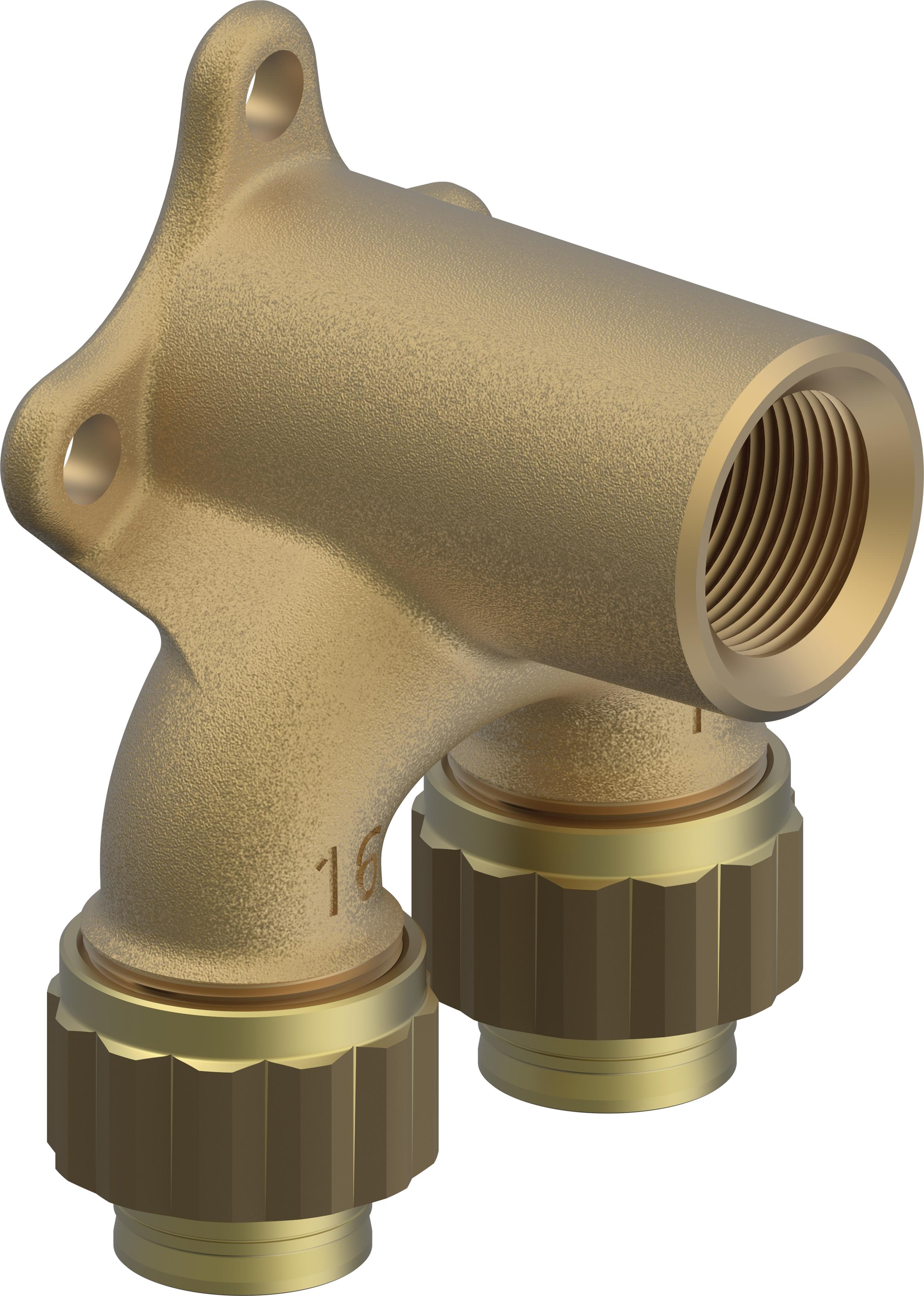 JRG Sanipex Raccord de robinetterie, double, Bronze d-d 16 - 16 mm