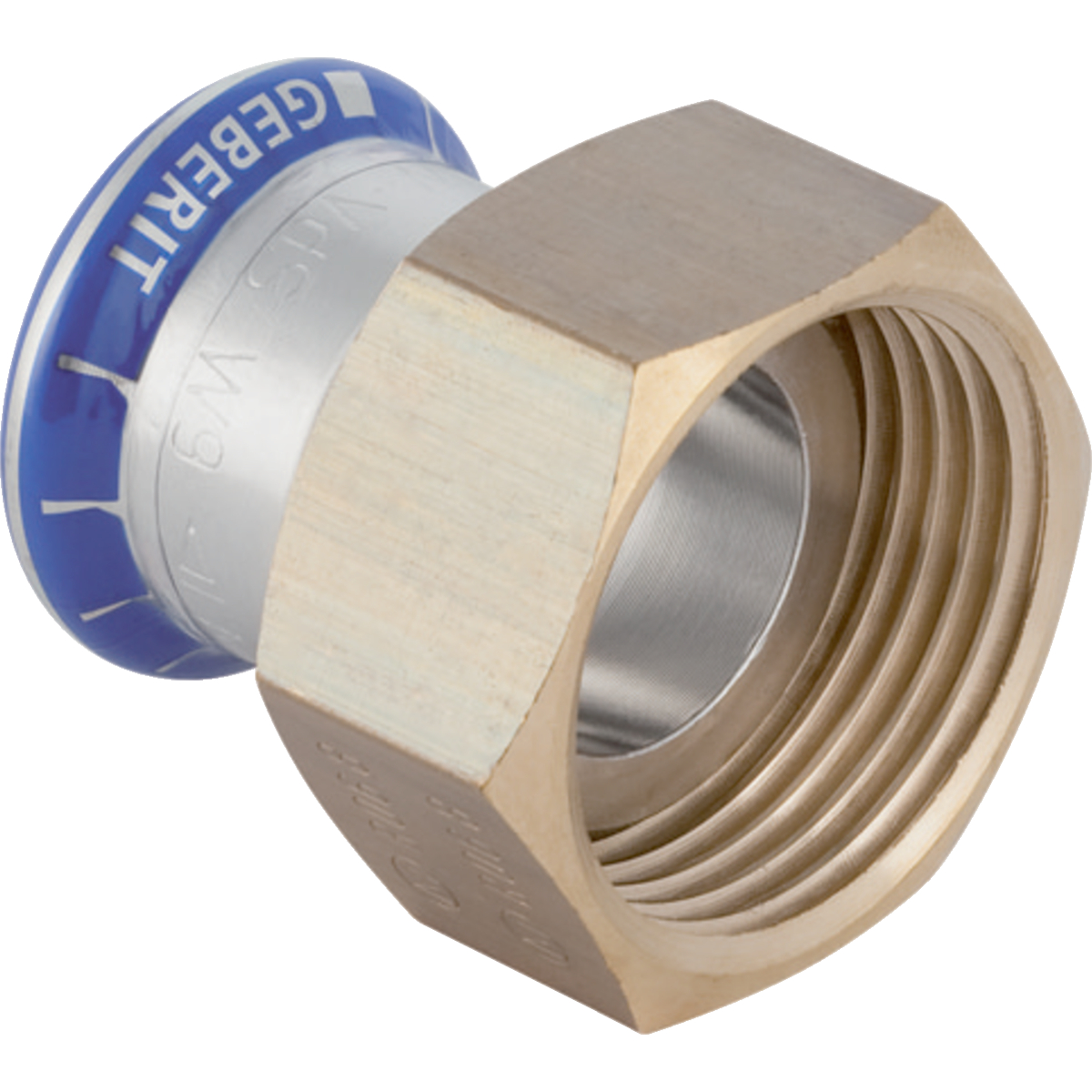 Geberit Mapress Edelstahl Übergang mit Überwurfmutter: d=42mm, di=54mm, G=2 1/4″