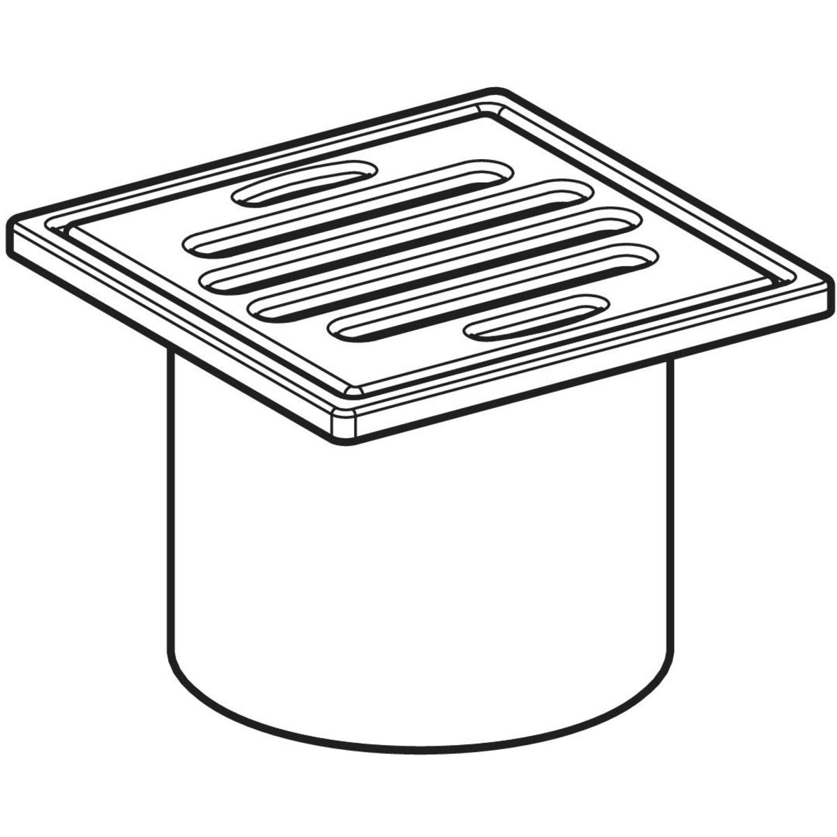 Entonnoir d’entrée avec cadre de grille Geberit, pour écoulement à emboîter, 10 x 10&nbsp;cm