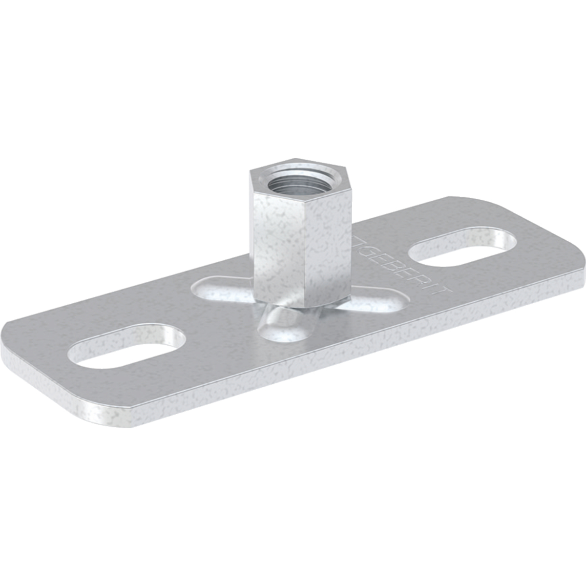 Plaque de base Geberit rectangulaire, deux trous, avec manchon fileté M8 / M10