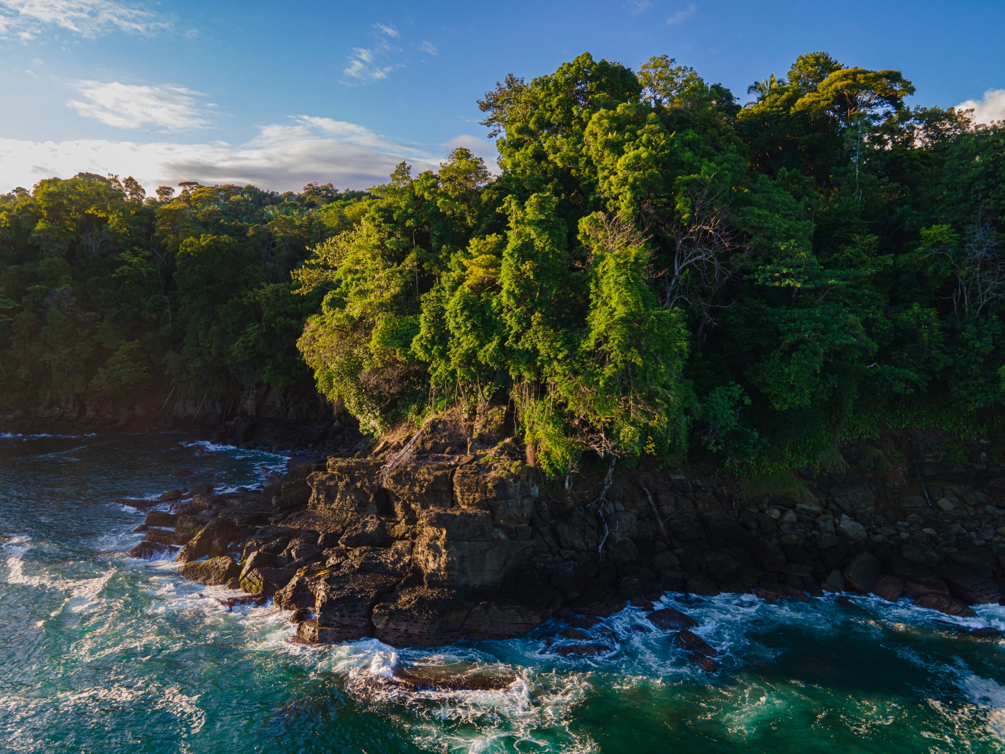 Costa rocosa y selva en Uvita