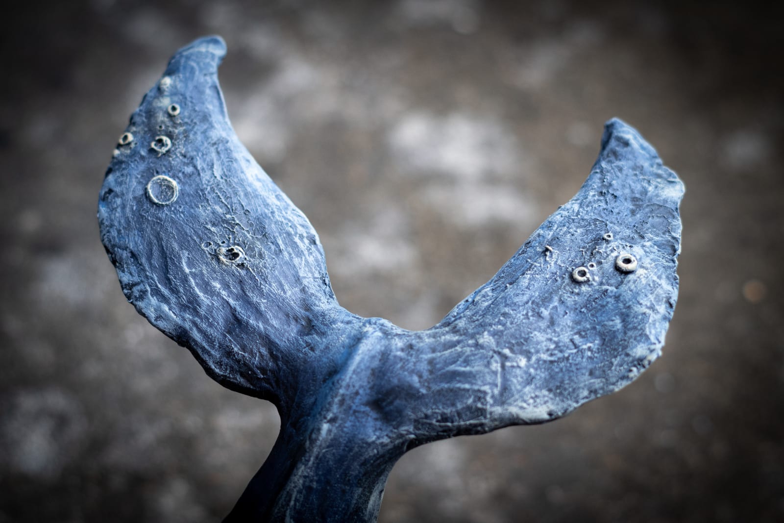 Ceramic whale, detail of the fluke