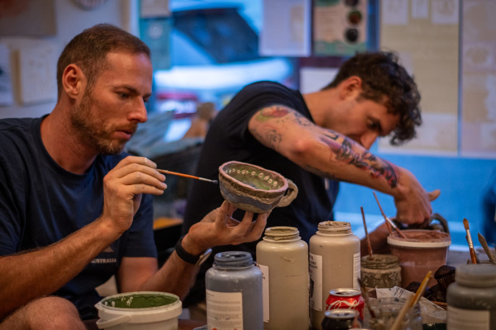 Guests creating clay pieces at a teambuilding session, 3 of 4