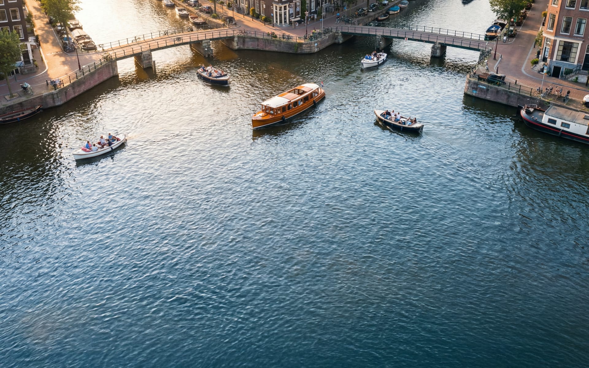 Amsterdam canals with boats