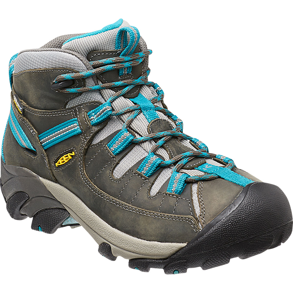 Keen Women's Targhee Ii Mid Waterproof Hiking Boots, Gargoyle/caribbean Sea - Black, 11