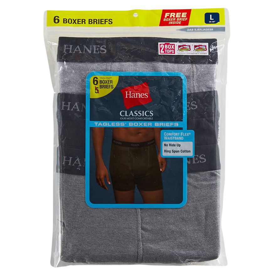 Hanes Classics Men's Tagless 1/2 Boxer Briefs, 6-Pack